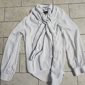 Forever 21 White Blouse with Black Trim